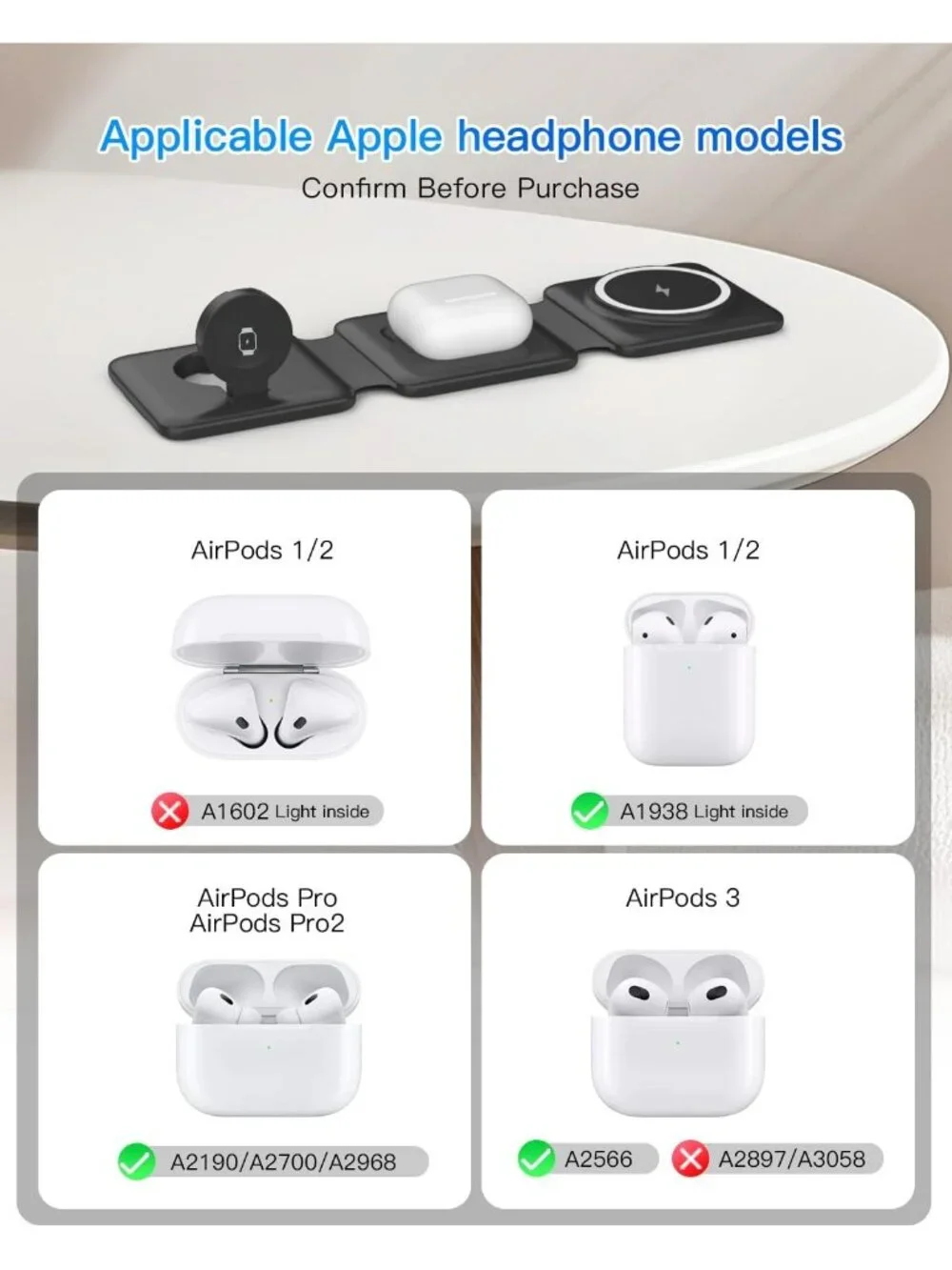 Compact 3-in-1 Magnetic Wireless Charger for iPhone, Apple Watch & AirPods